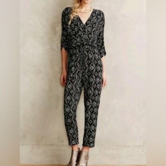 ANTHROPOLOGIE‎ ELEVENSES BELTED JUMPSUIT ROMPER SIZE L - Picture 1 of 7